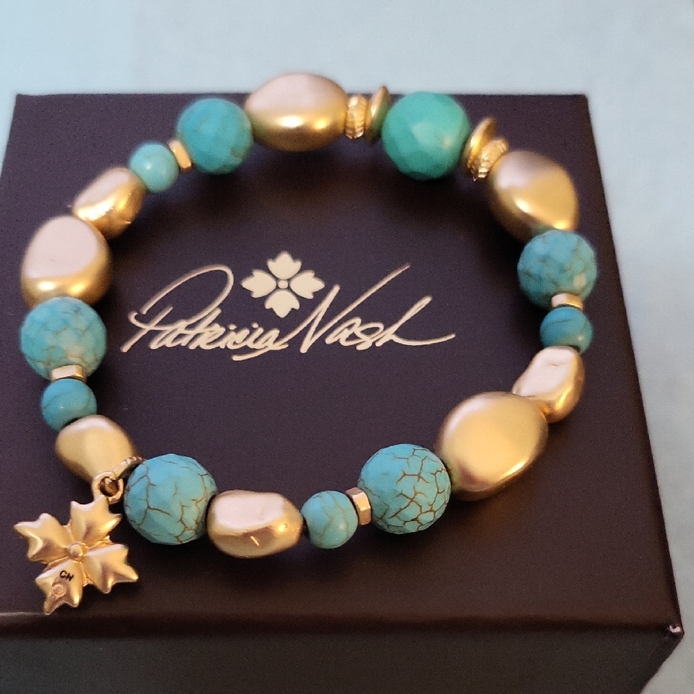 Patricia Nash Gold and Turquoise Bracelet